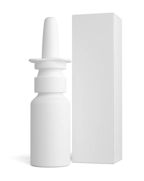 istock Spray nasal plastic bottle and tall paper box 653308054