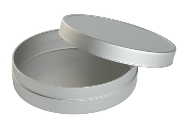 istock Metal round box on white background 653308114