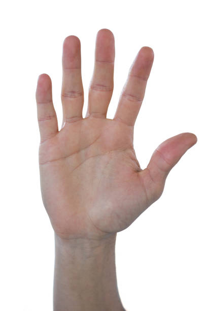 istock Hand of man pretending to touch an invisible screen 653310652