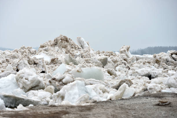 Details of the broken ice on a river Dnieper