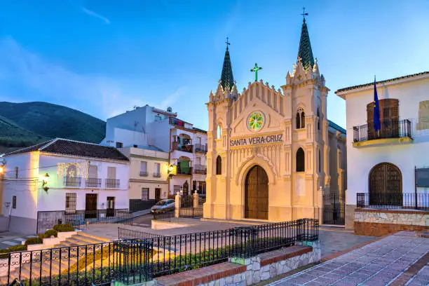 Church of Santa Vera Cruz in the evening in Alhaurin el Grande, Malaga province, Andalusia, Spain