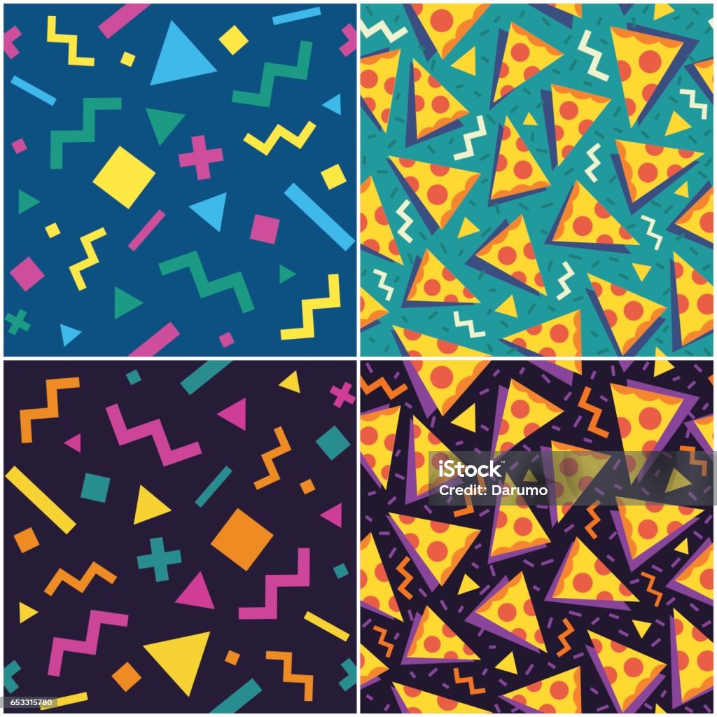 1990s Square Pattern 90s Styled Pattern Stock Illustration - Download Image Now - Pattern ...