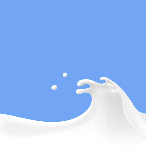istock Milk wave on blue background. Splash of yogurt cream vector illustration Vector 653318354