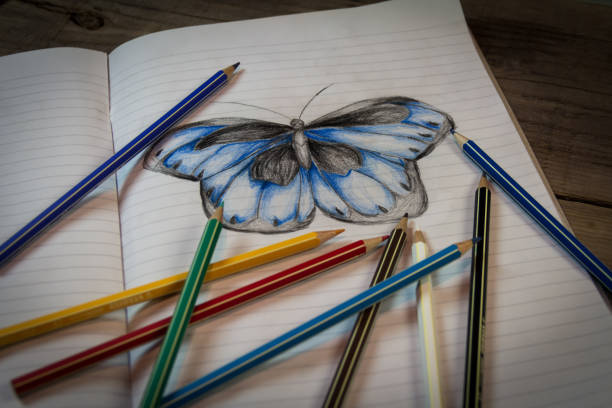 istock The girl draws a butterfly 653318394