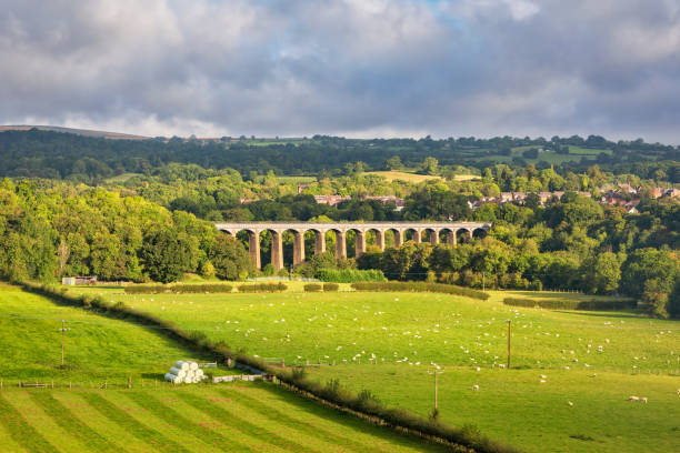 Pontcysyllte aqueduct in North Wales stock photo