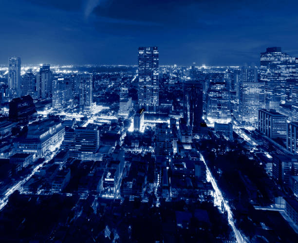 istock Bangkok Skyscrapers at night, Thailand 653322296