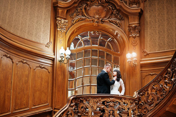 istock Elegance wedding couple in love at royal palace. 653323032