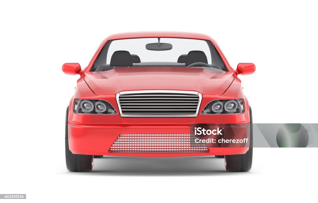 Auto rossa generica senza marchio - Foto stock royalty-free di Punto di vista frontale
