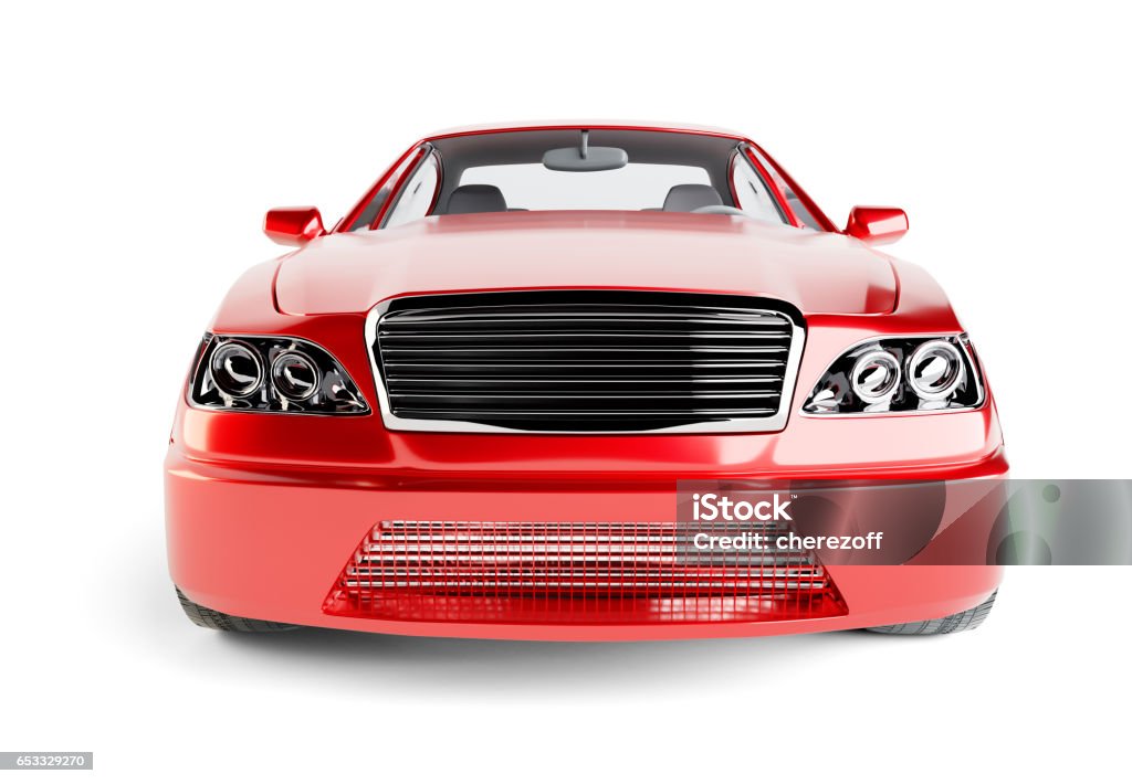Brandless Generic Red Car Brandless Generic Red Car. Side View. Isolated On White Background. 3D Illustration Car Stock Photo