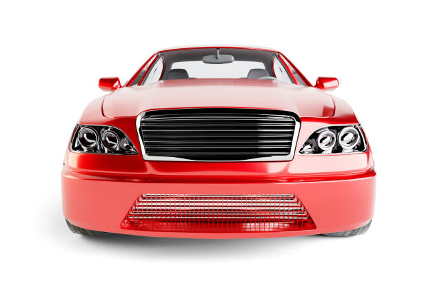 Brandless Generic Red Car Brandless Generic Red Car. Side View. Isolated On White Background. 3D Illustration radiator grille stock pictures, royalty-free photos & images