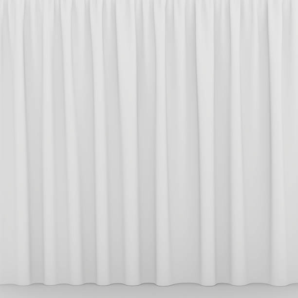 istock Blank white curtain or drapes on white-gray background 653329546