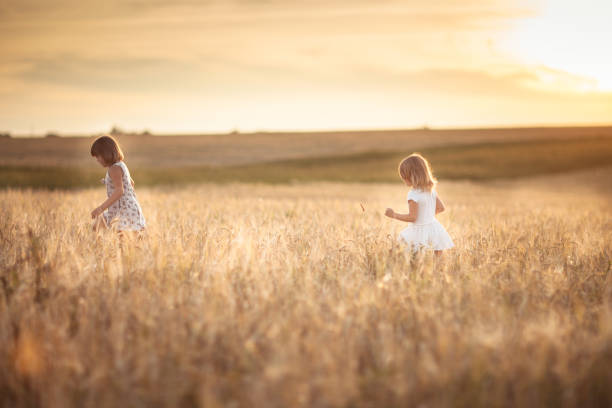 istock Children happiness in the field with rye 653330578