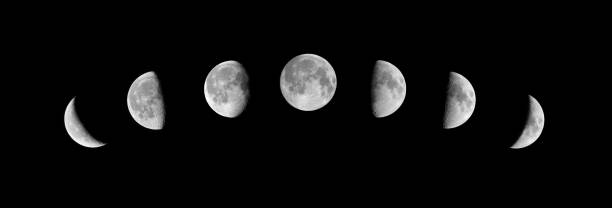 istock Phases of the moon on a black background 653330798