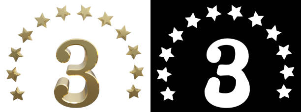 istock Gold number three, decorated with a circle of stars 653336452