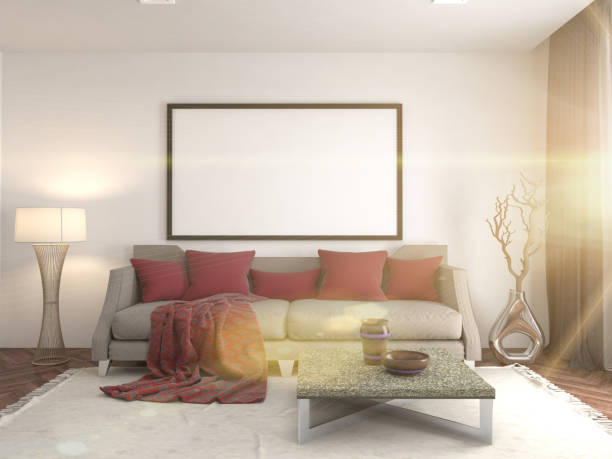 istock mock up poster frame in interior background. 3D Illustration 653345438