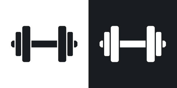 Vector dumbbell icon. Two-tone version Vector dumbbell icon. Two-tone version on black and white background dumbbell stock illustrations
