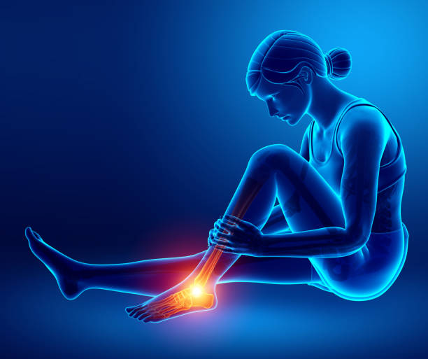 istock Female foot with ankle pain 653355080