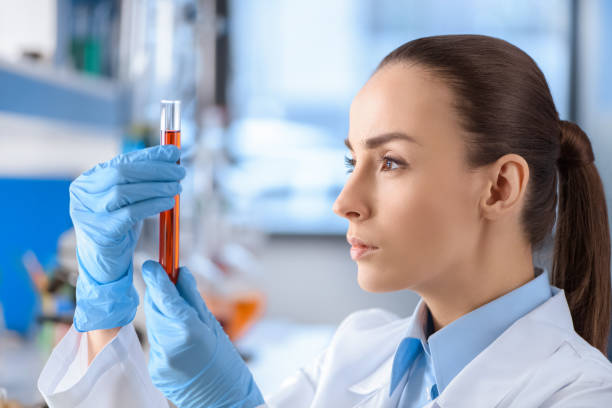 istock side view of serious scientist examining laboratory tube 653365106