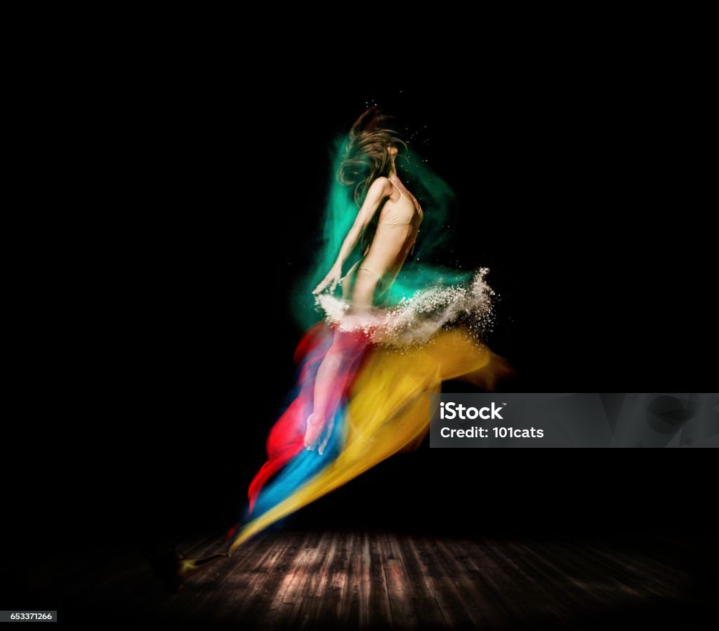Beautiful ballet dancer, appear from magic lamp on stage Ballet Dancer Concept on Stage - 2017 Dancing Stock Photo