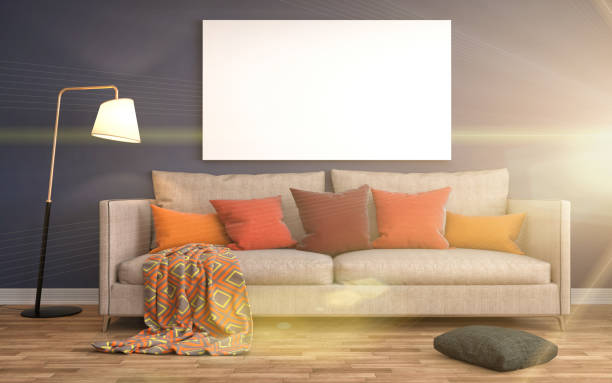 istock mock up poster frame in interior background. 3D Illustration 653371836