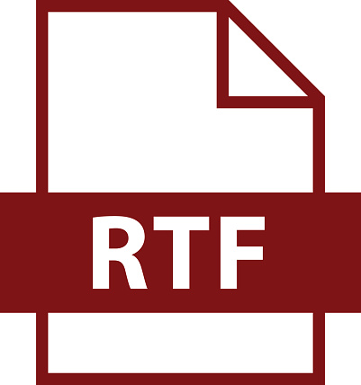 Filename extension icon RTF Rich Text Format. File format (filetype) of document icon created in flat style. Quick and easy recolor graphic element in technique vector illustration. Use it in all your designs.