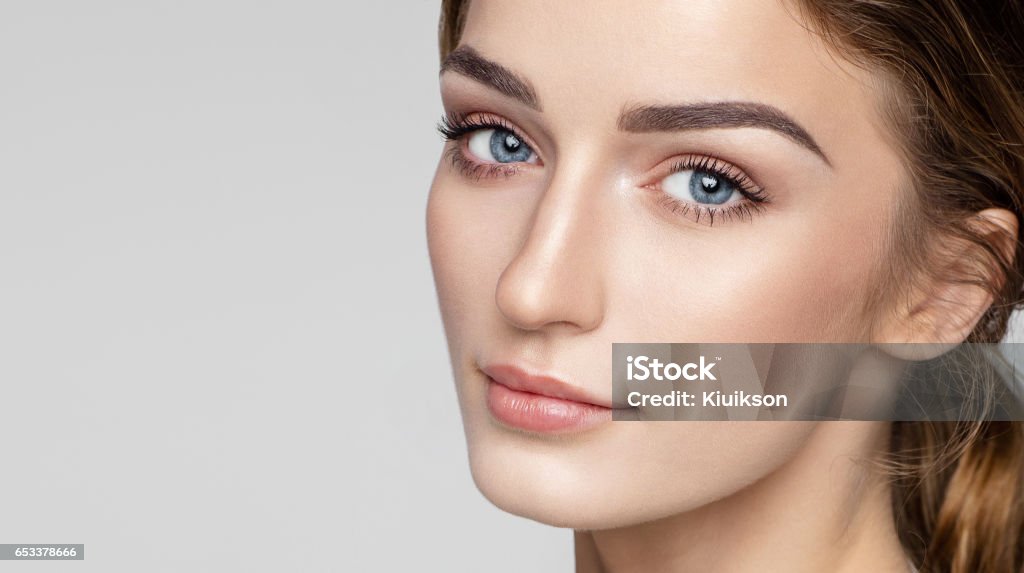Beauty portrait of female face with natural clean skin Women Stock Photo