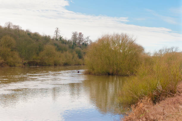 istock A lone Canoeist paddles down a tree lined River Trent 653379776