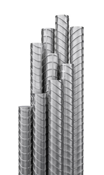 Metal reinforcements, close up Metal reinforcements, close up, isolated on white. 3D rendering rebar production stock pictures, royalty-free photos & images
