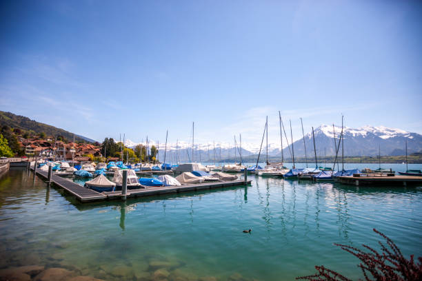 istock Lake Thun and Swiss Alps, Switzerland 653387698