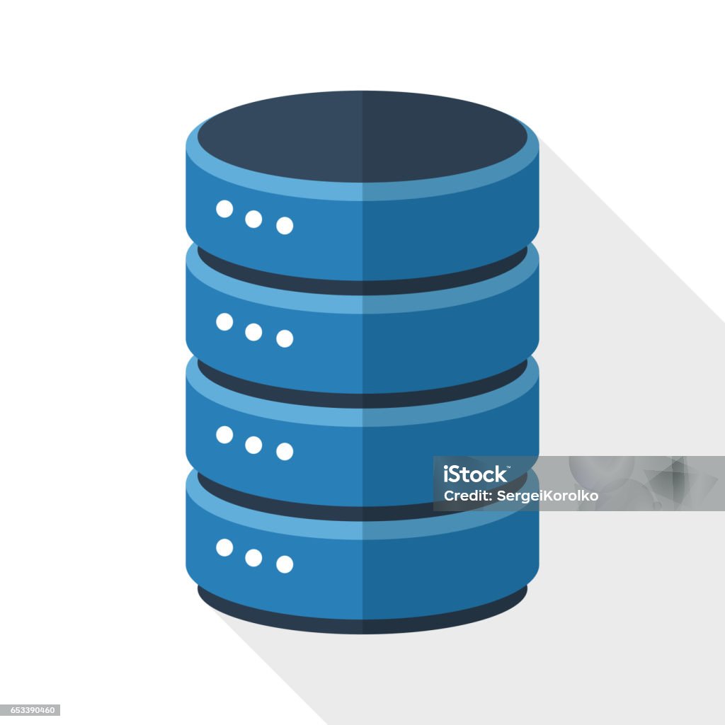 Data storage icon with long shadow on white background Network Server stock vector