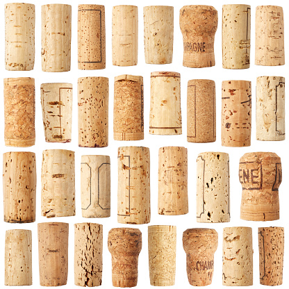Set of wine cork isolated on white background