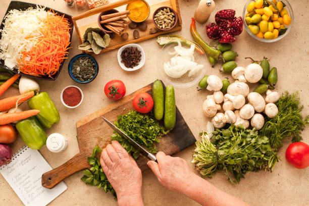 istock Cooking fresh vegetarian lunch from vegetables. 653405922