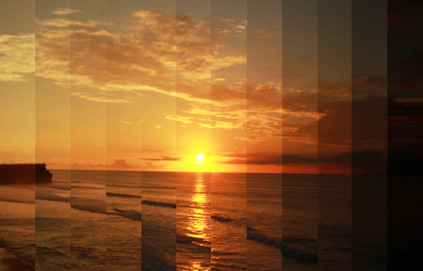 timeslice, sunset day to night, time lapse photography - day to sunset imagens e fotografias de stock
