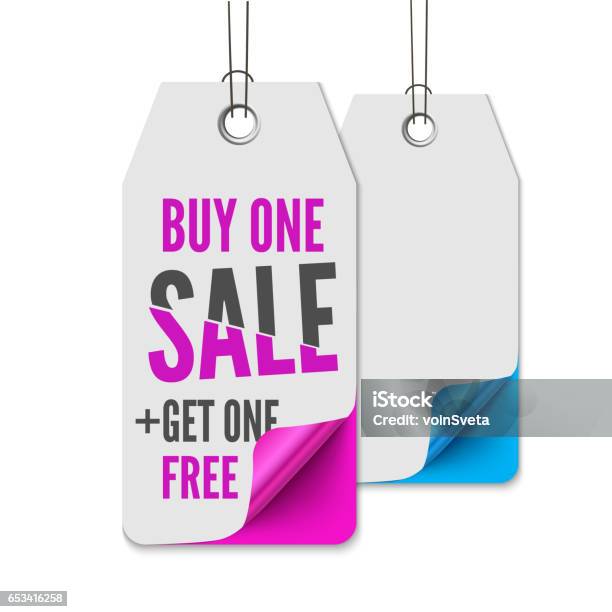 Illustration Of Red Color Paper Sale Label With Shadow Stock Illustration - Download Image Now