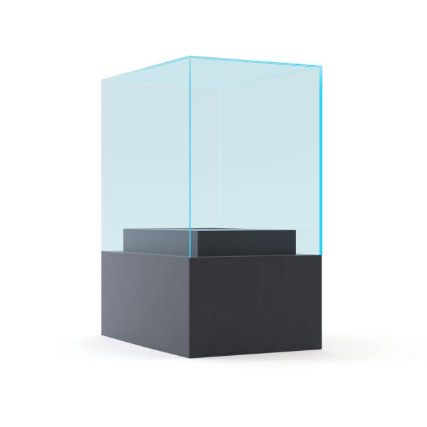 istock Empty glass showcase for exhibit. isolated on white background 653429066