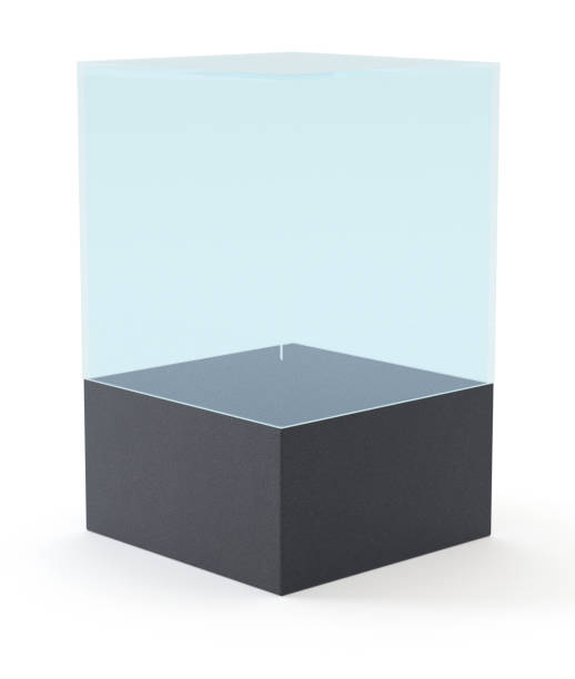 istock empty black showcase with pedestal. 3d illustration isolated on white background 653429136