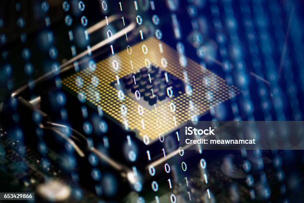 Digital Binary Data And Computer Processor Cyber Security Concept ...