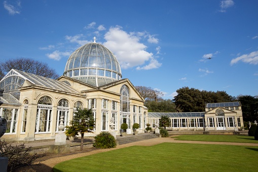 The Great Conservatory in Syon Park is a tourist attraction, and can also be hired for weddings and conferences.  It is owned by the Duke of Northumberland.  Brentford, United Kingdom, August 2016