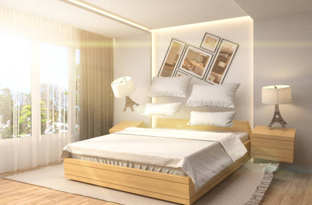 istock Zero Gravity furniture hovering in living room. 3D Illustration 653432222