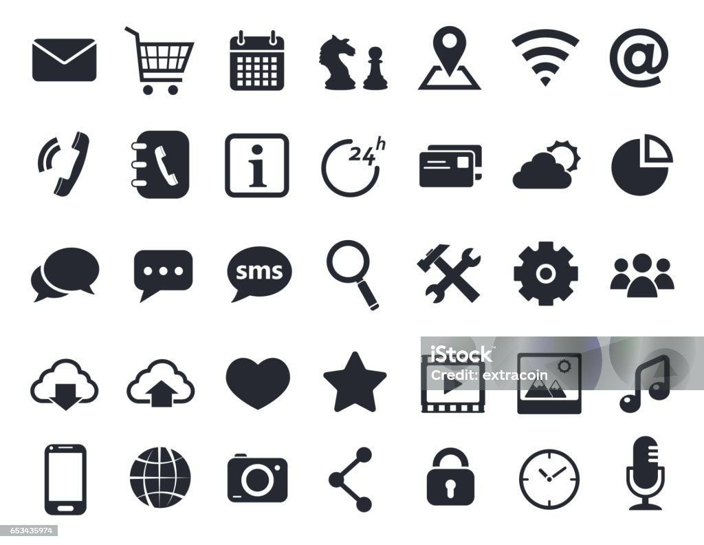 Icônes de communication série - clipart vectoriel de Icône libre de droits