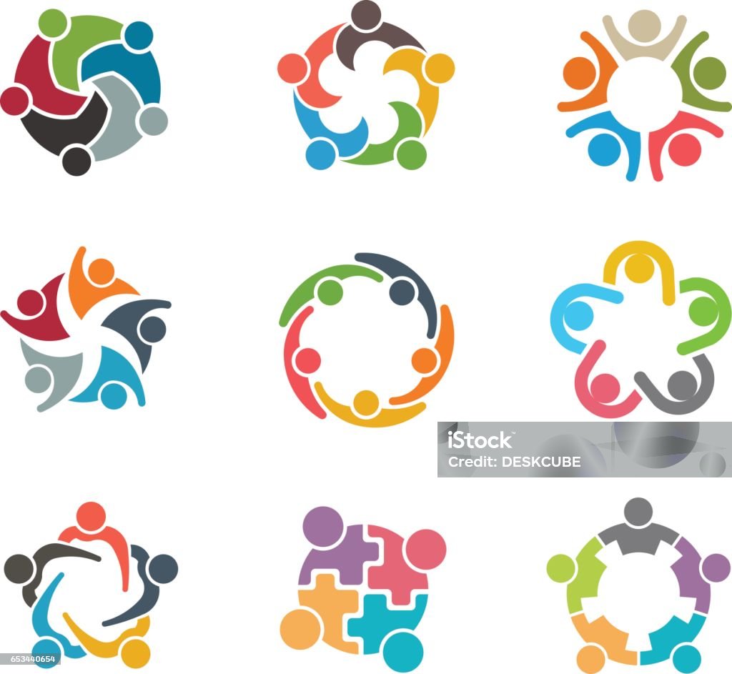 Set of People Group Families Concept for a People Network Entities Circle stock vector