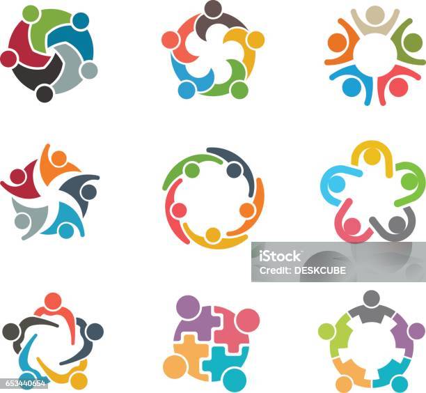 Set Of People Group Families Stock Illustration - Download Image Now - Circle, Community, People