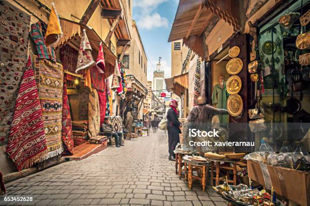 Streets Of Fez Stock Photo - Download Image Now - Morocco, Fez - Morocco, Market - Retail Space