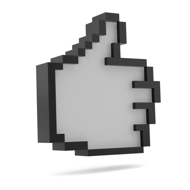 istock Thumbs Up. Black and white. Pixel style 653456124
