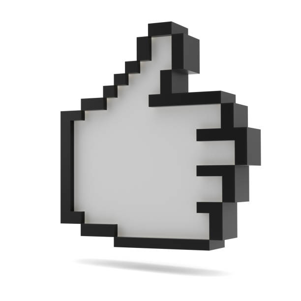 istock Thumbs Up. Black and white. Pixel style 653456128