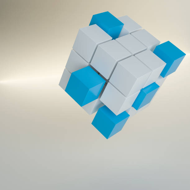 istock Abstract background with cubes and glowing line 653456214
