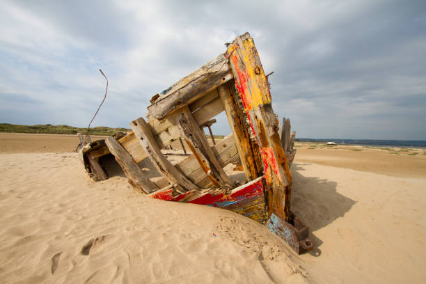 istock Wrecked boat at Braunton Burrows 653456416