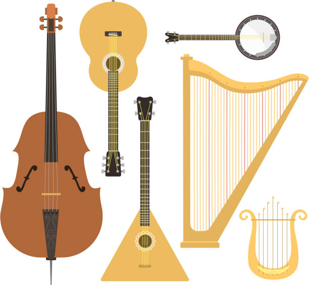 Set Of Stringed Musical Instruments Classical Orchestra Art Sound
