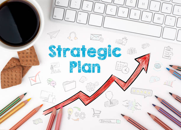 istock Strategic Plan, Business concept. White office desk 653464622