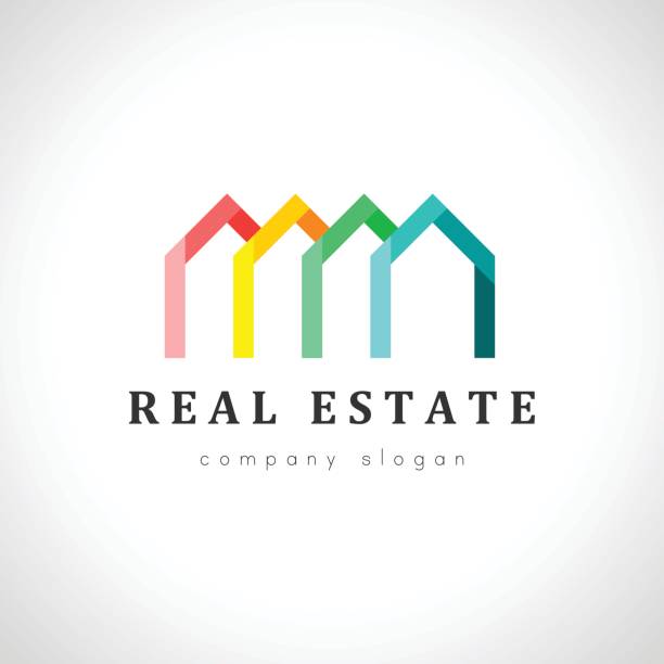 Colorful houses concept Colorful houses concepts for real estate agency. Business and branding themed design element. agency logo stock illustrations